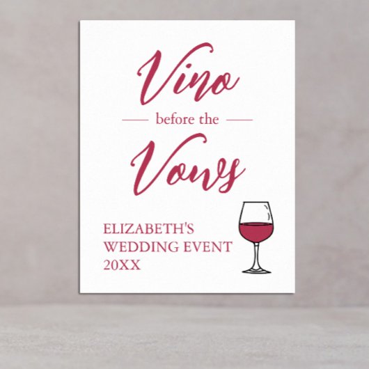 Poster Vino Avant La Fête des mariées Vows/Bachelorette