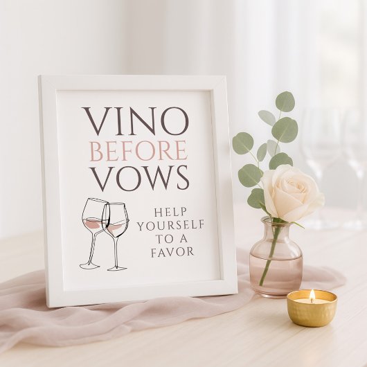 Poster Vino Before Vows Doodle Favor Sign Bridal Shower