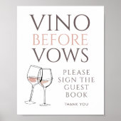 Poster Vino Before Vows Doodle Guest Book Bridal Shower (Devant)