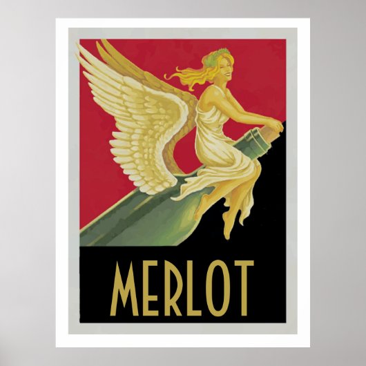 Poster Vino- Vin Merlot Posters, personnalisation (Devant)