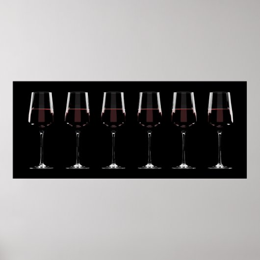 Poster Vins avec vin rouge sur noir (Devant)