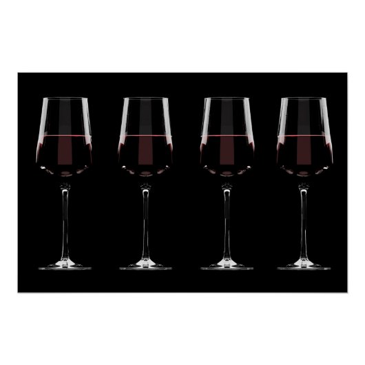 Poster Vins avec vin rouge sur noir (Devant)