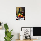Poster Vins et aliments distribués Art imprimable (Bureau à domicile)
