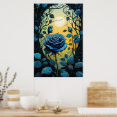 Poster Vins Roses bleus 2 (Cuisine)