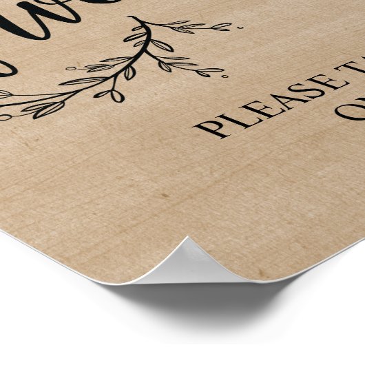 Poster Vins rustiques Mariage faveurs signe (Coin)