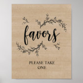 Poster Vins rustiques Mariage faveurs signe (Devant)
