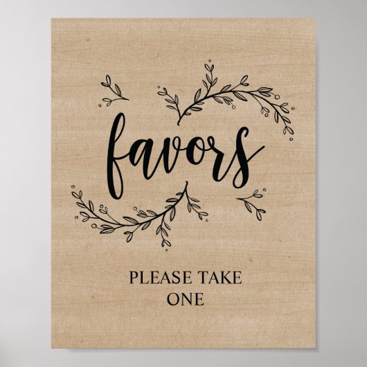 Poster Vins rustiques Mariage faveurs signe (Devant)