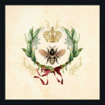 Poster Vintage<br><div class="desc">Moderne Vintage Botanique Queen Bee miel insecte,  rétro vintage élégant feuillage,  bouquet de fleurs jardin botanique,  printemps de la feuille florale,  illustration aquarelle dessin luxe,  couronne art queen nectar,  jolie beauté buzz,  ailes jaunes animal,  or sauvage abeille nature,  insecte bee miel insecte, </div>