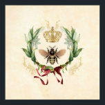 Poster Vintage<br><div class="desc">Moderne Vintage Botanique Queen Bee miel insecte,  rétro vintage élégant feuillage,  bouquet de fleurs jardin botanique,  printemps de la feuille florale,  illustration aquarelle dessin luxe,  couronne art queen nectar,  jolie beauté buzz,  ailes jaunes animal,  or sauvage abeille nature,  insecte bee miel insecte, </div>