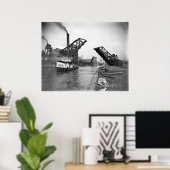Poster Vintage 12th St. Bascule Bridge, Chicago, Illinois (Bureau à domicile)