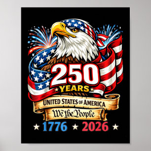 Poster Vintage 1776-2026 Américains 4 juillet 250 ans