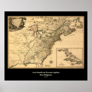 Poster Vintage 1777 American Disparitions by Phelippeaux