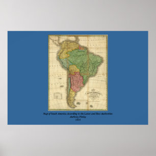 Poster Vintage 1826 South America Map by Anthony Finley