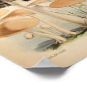 Poster Vintage 1863 Champignons Casquettes blancs Brown A (Coin)