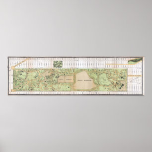 Poster Vintage 1868 Carte Olmstead de Central Park New Yo