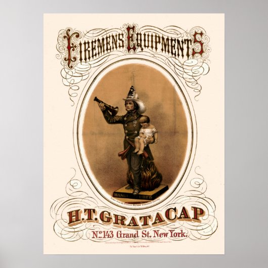 Poster Vintage 1868 Firemens Equipments (Devant)