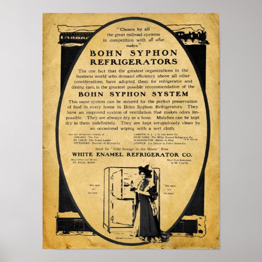 Poster Vintage 1909 Bohn Siphon Refrigerator Print (Devant)