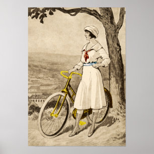 Poster Vintage 1920 s Woman Bicycle Advertisement