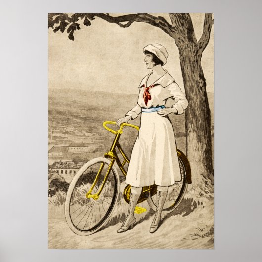Poster Vintage 1920 s Woman Bicycle Advertisement (Devant)