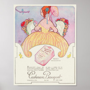 Poster Vintage 1920's Print Ad Woman with Flowers