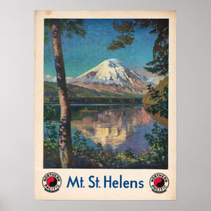 Poster Vintage 1935 Mount Saint Helens USA Travel