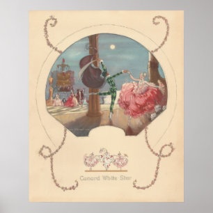 Poster vintage 1947 White Star Cunard Menu