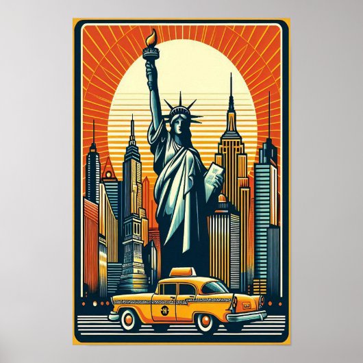 Poster Vintage 1955 New York City Skyline (Devant)