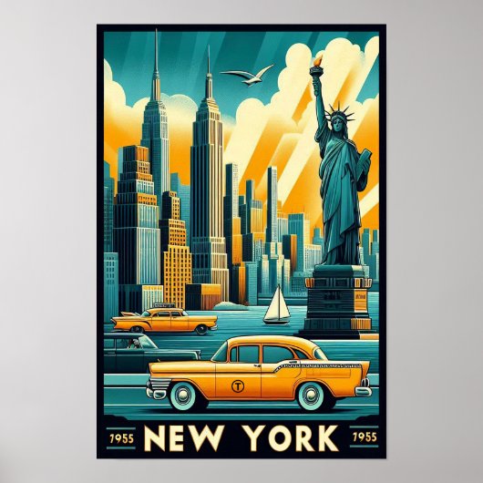 Poster Vintage 1955 New York City Skyline (Devant)