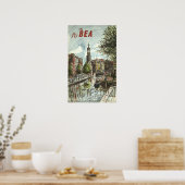 Poster Vintage 1956 Vol BEA Amsterdam UK Travel (Cuisine)