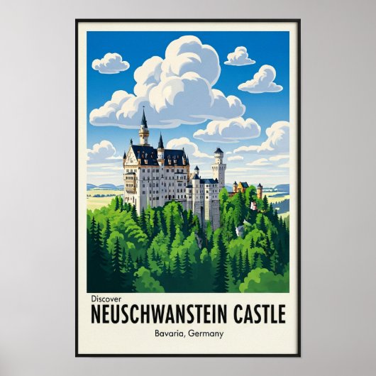 Poster Vintage 1960 Neuschwanstein Castle Travel (Devant)