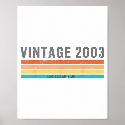 Poster Vintage 2003 Limited Edition - 22nd Birthday Gift  (Devant)