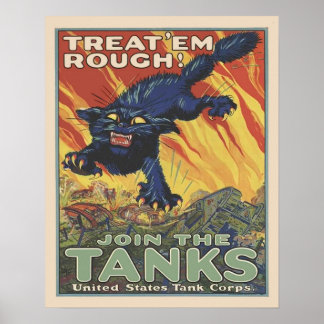 Poster Vintage 2ÈME GUERRE MONDIALE US Tank Corps Recrute