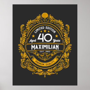 Poster Vintage 40e anniversaire Whiskey Étiquette avec vo