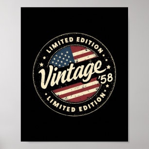 Poster Vintage 67e anniversaire Hommes Nés 1958 67 Ans B