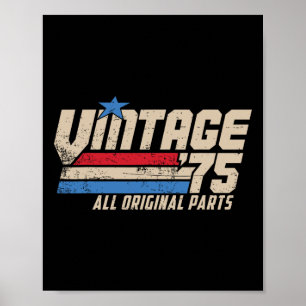 Poster Vintage 75 Rétro Anniversaire Haut Pour Hommes 50è