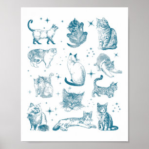 Poster Vintage 90s Tatouage Chat Retro Kitten Nature Chat