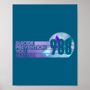 Poster Vintage 988 Chemise Lifeline Prévention du suicide
