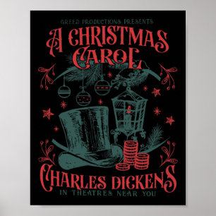 Poster Vintage A Christmas Carol Xmas Light Academia Lite