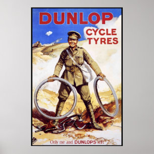 Poster vintage à vélo - Pneus à cycle Dunlop