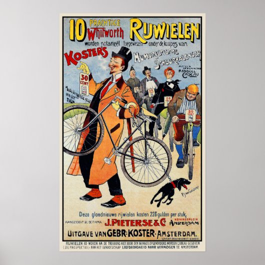 Poster vintage à vélo : Whitworth Rijwielen (Devant)