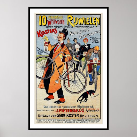 Poster vintage à vélo : Whitworth Rijwielen (Devant)