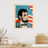 Poster Vintage Abraham Lincoln USA Flag Illustration (Cuisine)