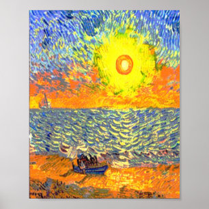 Poster Vintage Abstrait Beach Sunrise Peinture Design