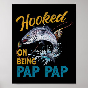 Poster Vintage accro à être Pap Pap drôle de pêche Fath