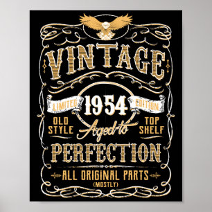 Poster Vintage Aged To Perfection 1954 Birthday TShirt
