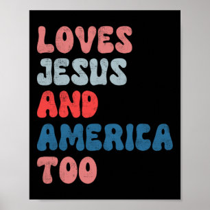 Poster Vintage Aime Jésus Et L'Amérique Moi Aussi 4 juill