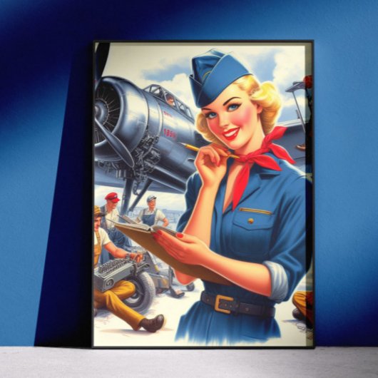 Poster Vintage Airplane Pin-up