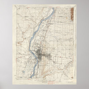 Poster Vintage Albuquerque Nouveau-Mexique Carte topograp