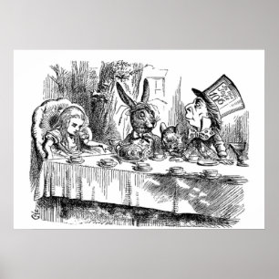 Poster Vintage Alice au pays des merveilles Fête du thé M