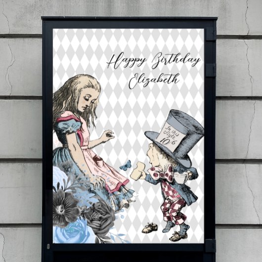 Poster Vintage Alice & Hatter Mad Personnalisable